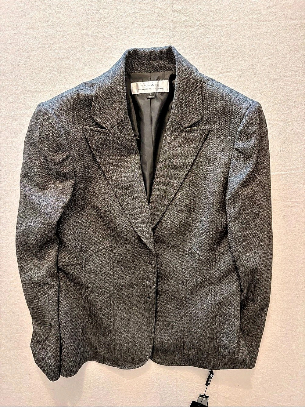 Tahari Women's Houndstooth Blazer Gray Size 8 NWT